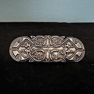 Oberon Design Celtic Peacock Silver Hair Barrette